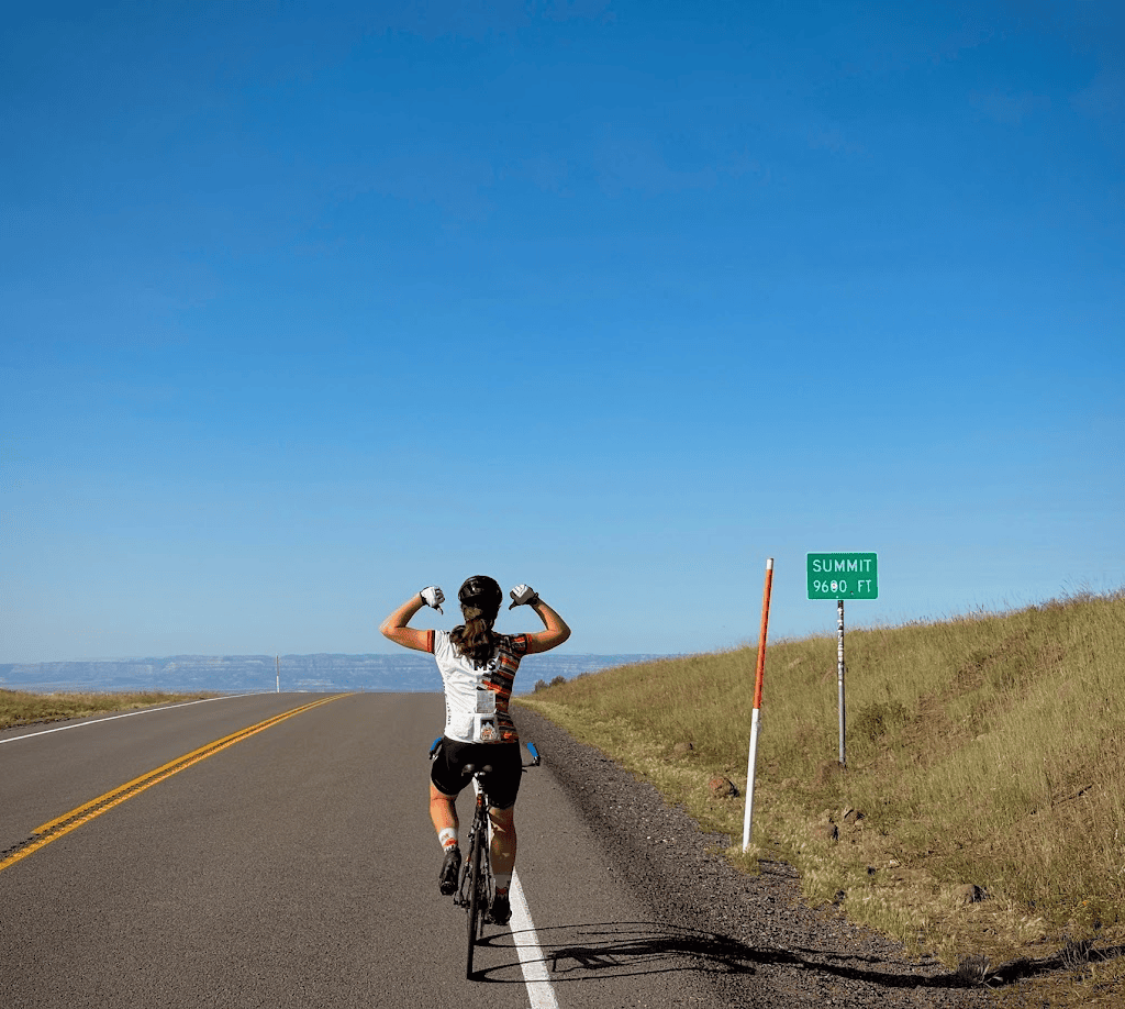 TransAm photo of Charlotte cycling